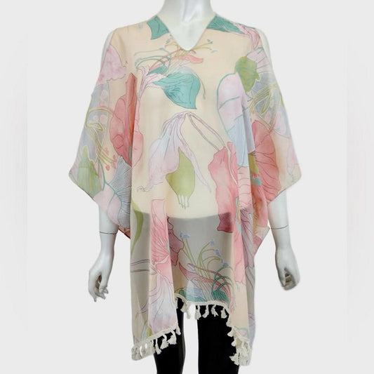 Floral Print Sheer Tunic Top