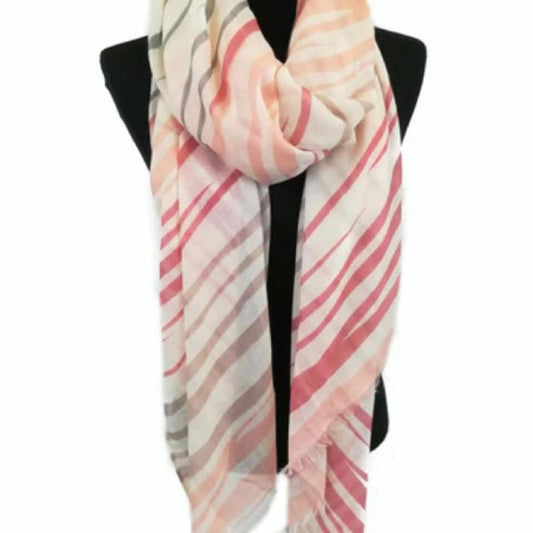 Lightweight Pink Striped Shawl