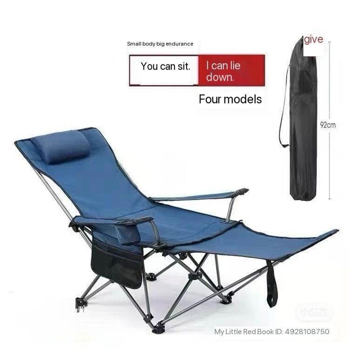 2-in-1 Camping Recliner Chair with Footrest & Headrest