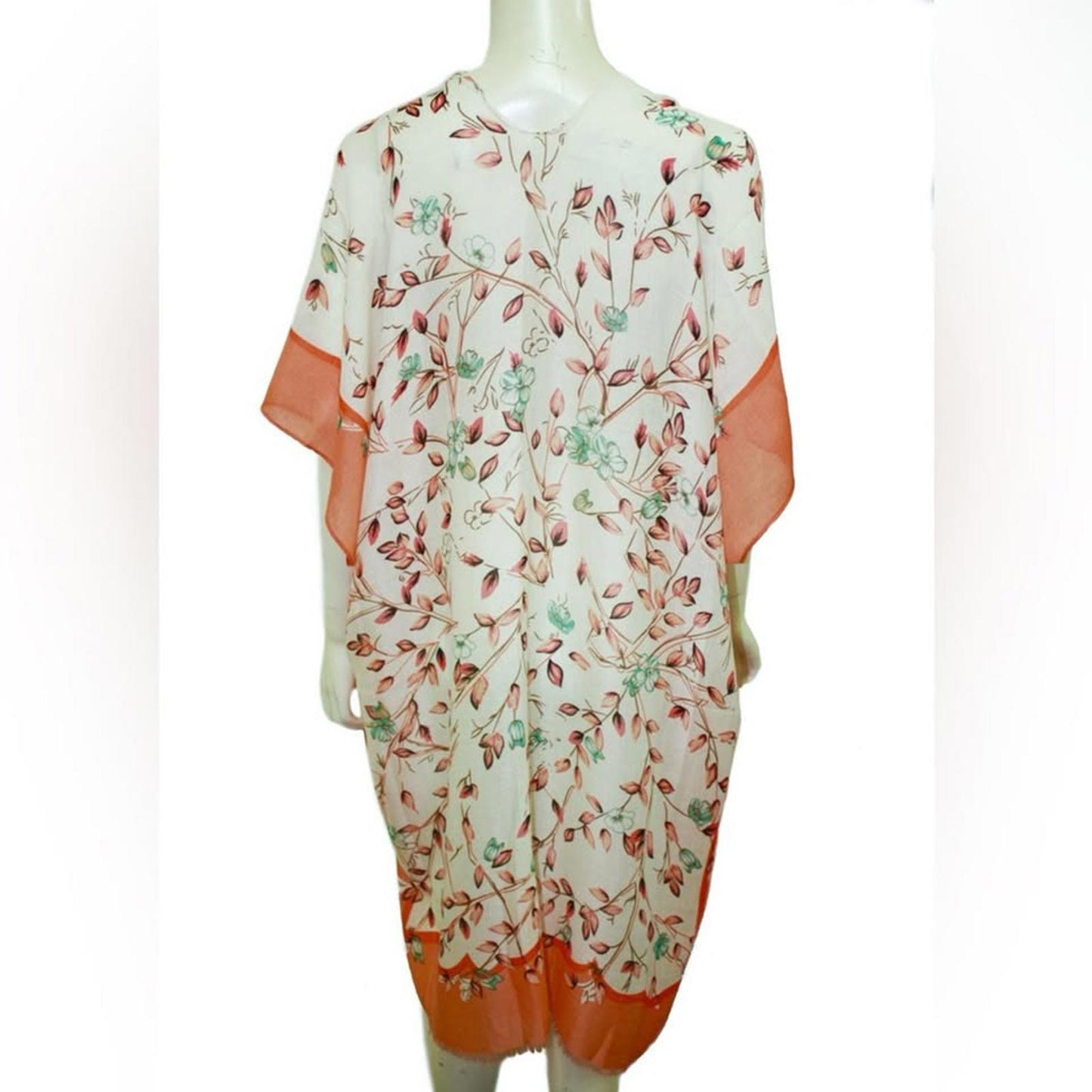 Floral Kimono with Coral Accents