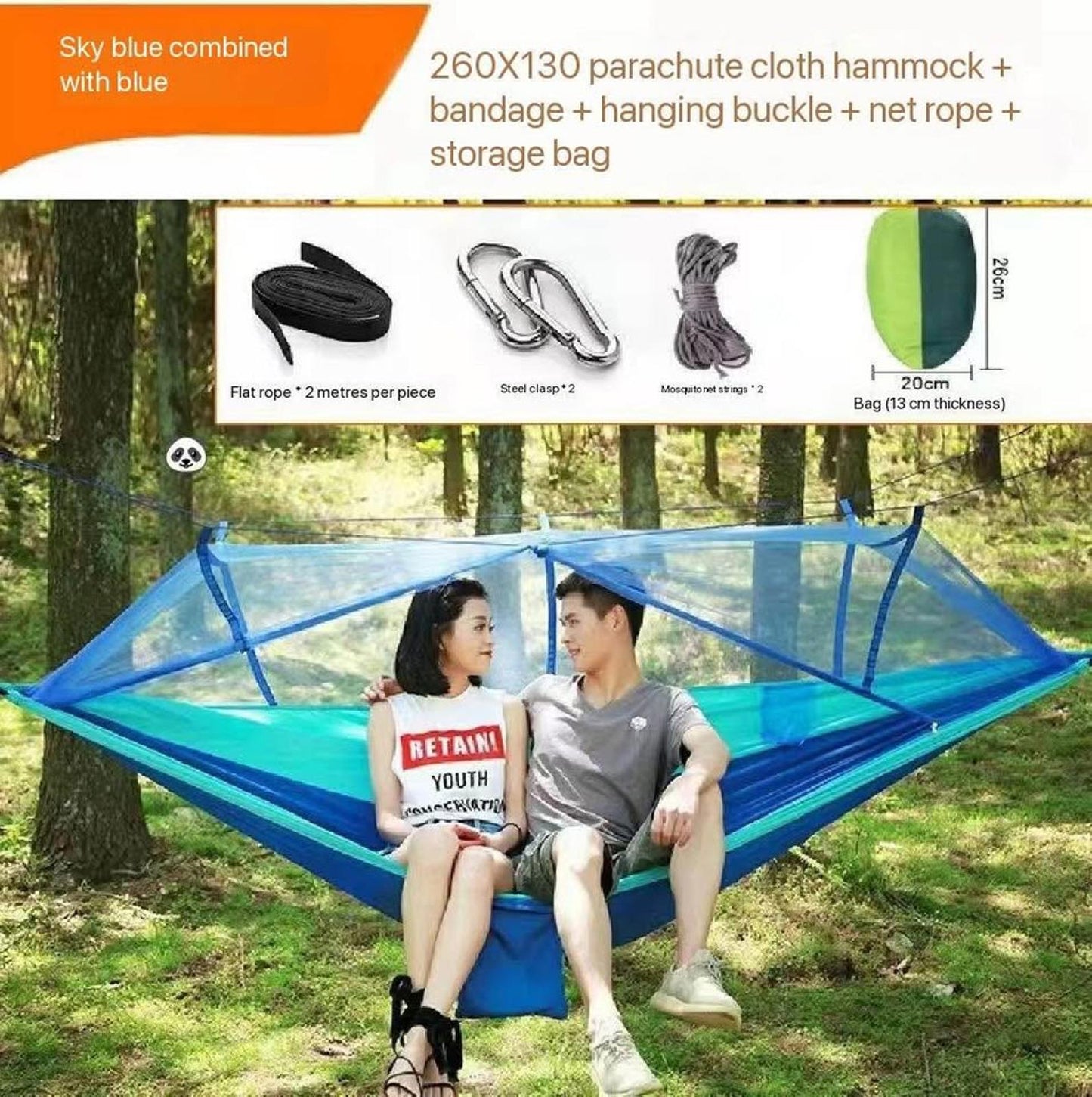 Outdoor Mosquito Net Hammock – Parachute Fabric & Setup Kit