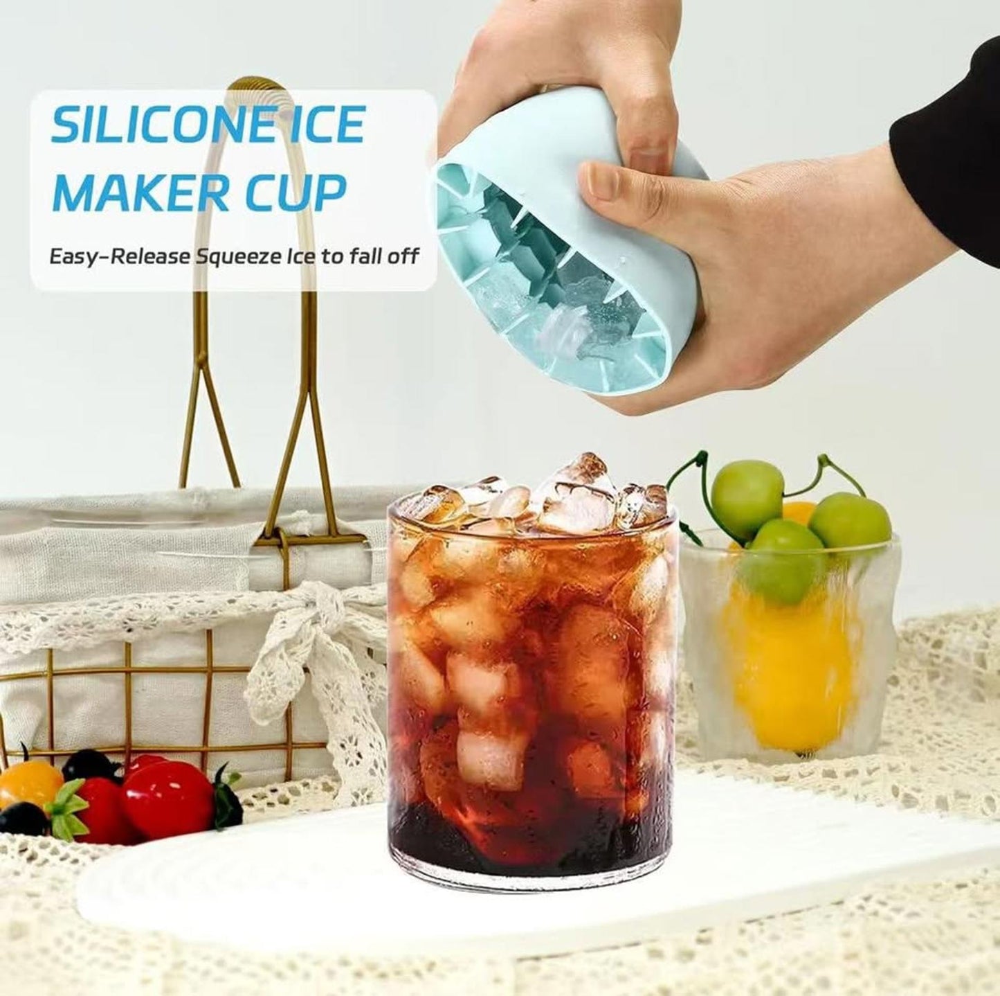 Easy-Press Ice Cube Maker– Clean & Fun Ice Making (2pcs)