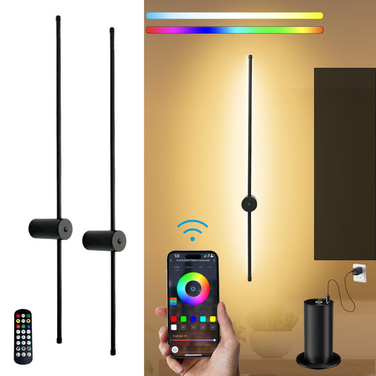 Rechargeable LED Wall Sconces Set of Two – No Wiring, App-Controlled