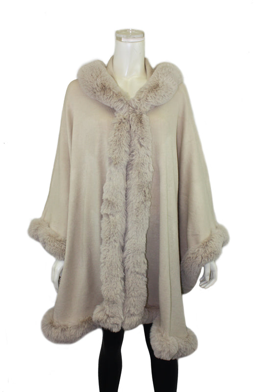 Cape with Fur Trim and Hood