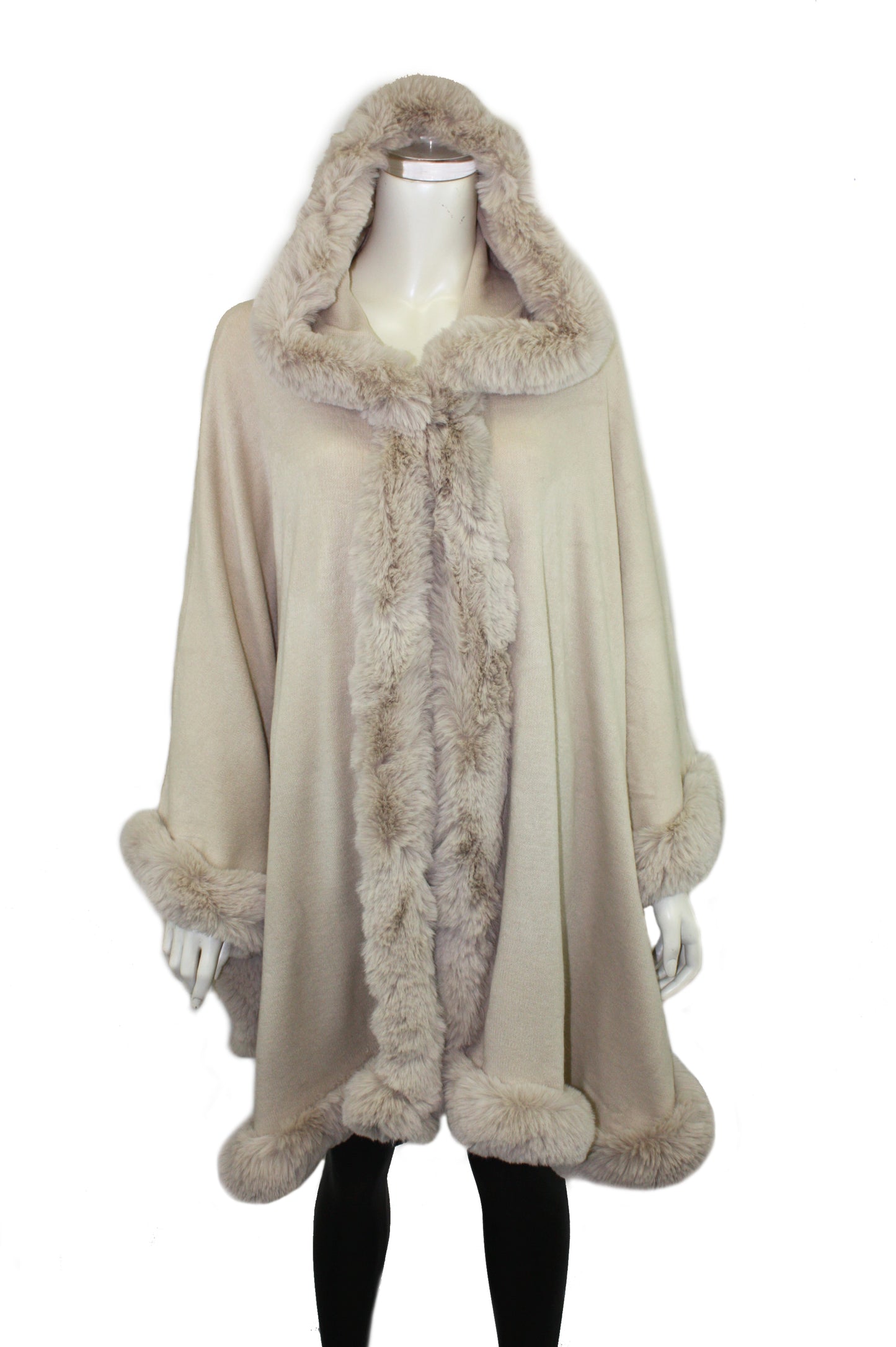 Cape with Fur Trim and Hood