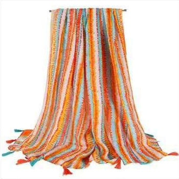 Cotton scarf with tassels