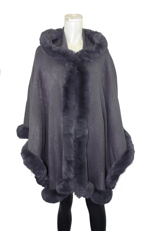 Cape with Fur Trim and Hood