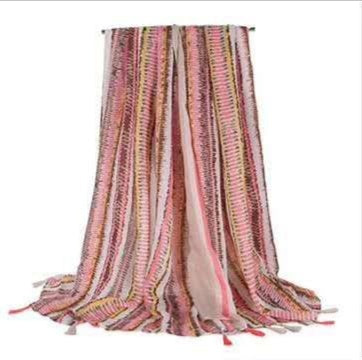 Cotton scarf with tassels