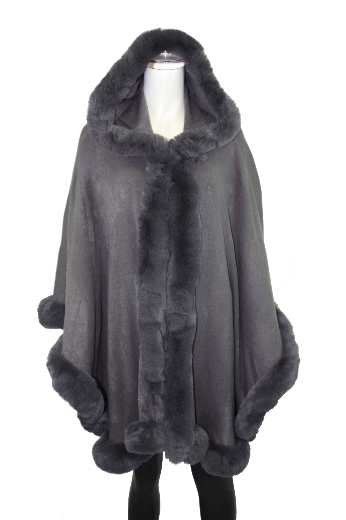 Cape with Fur Trim and Hood