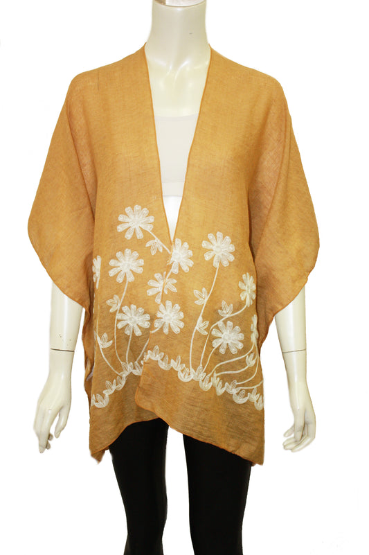 Floral embroidery kimono