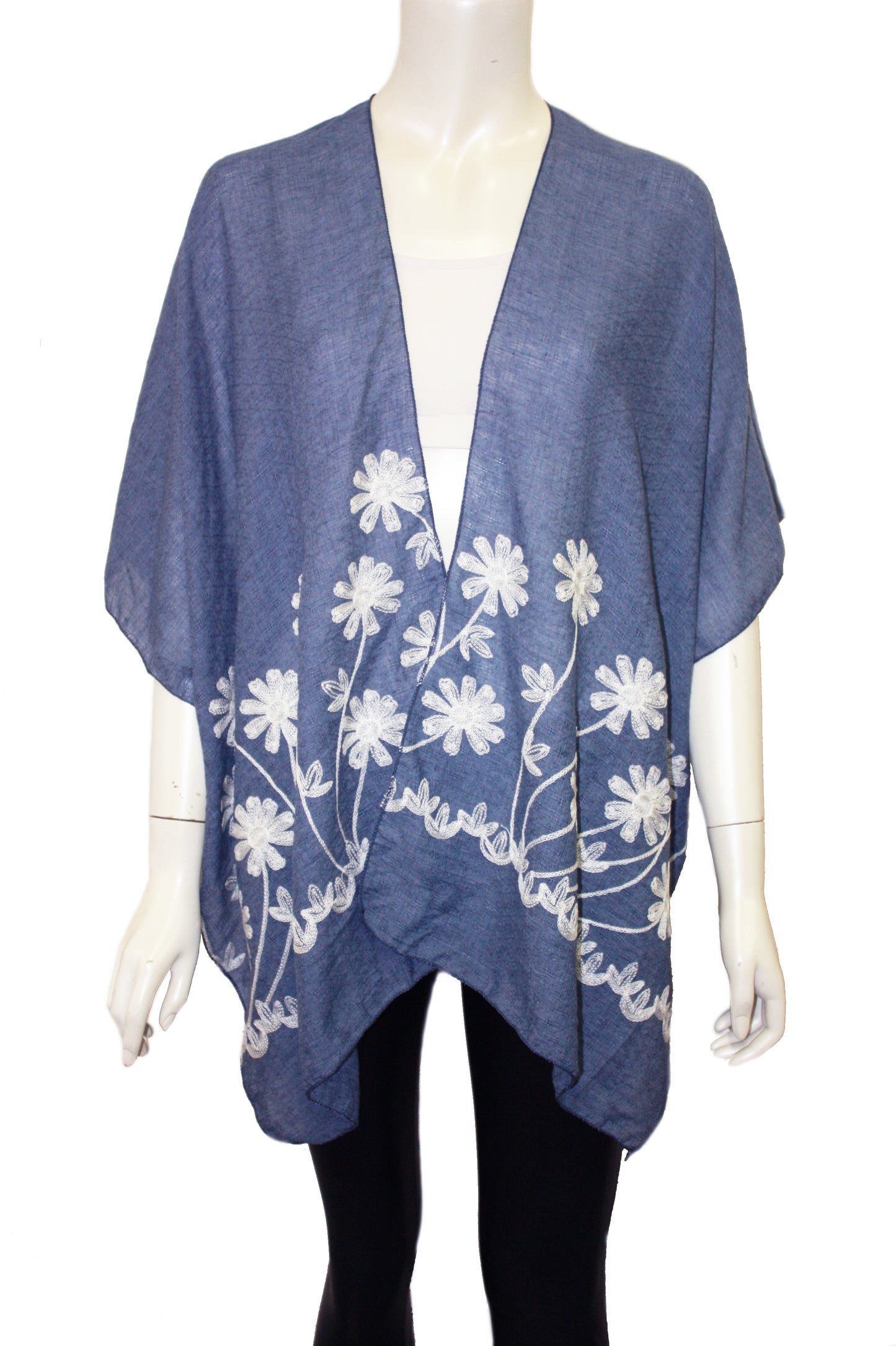 Floral embroidery kimono