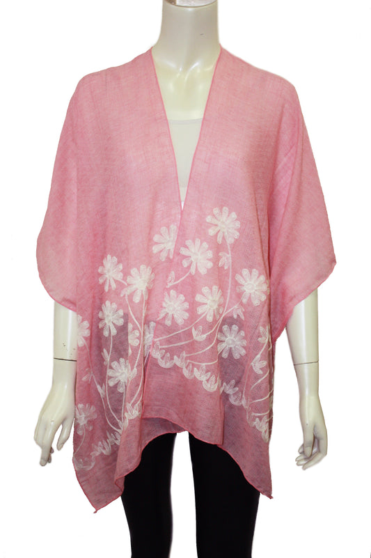 Floral embroidery kimono