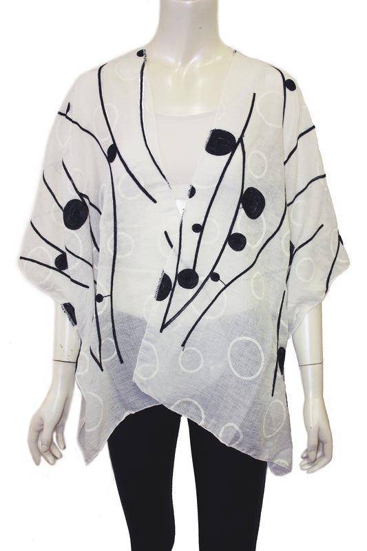Abstract embroidery kimono