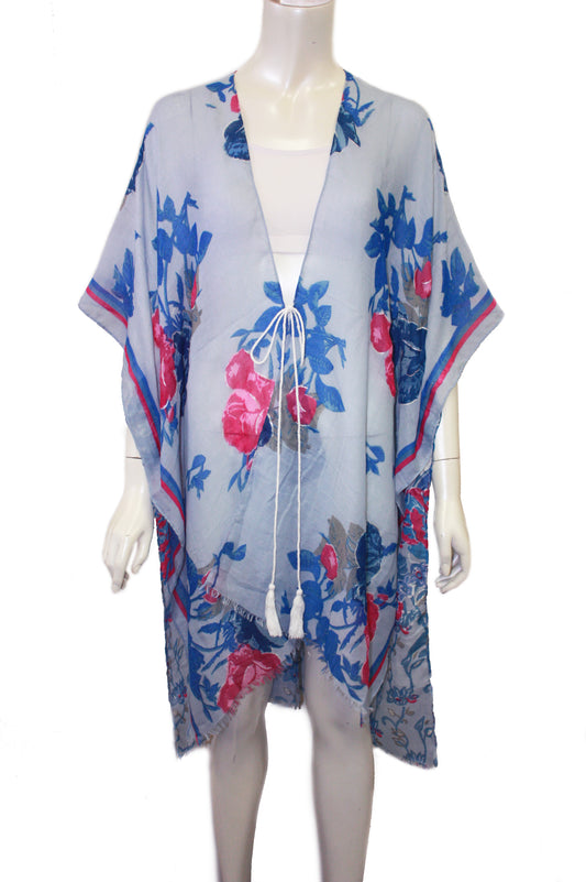 Floral printed kimono
