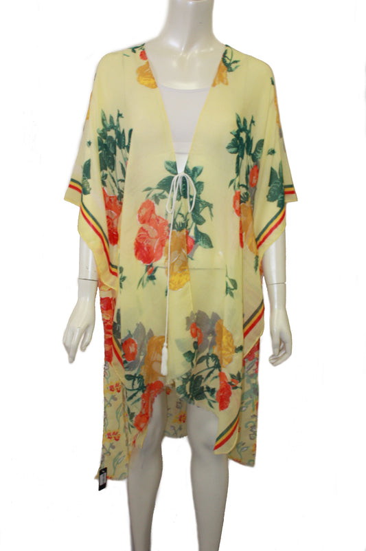 Floral printed kimono