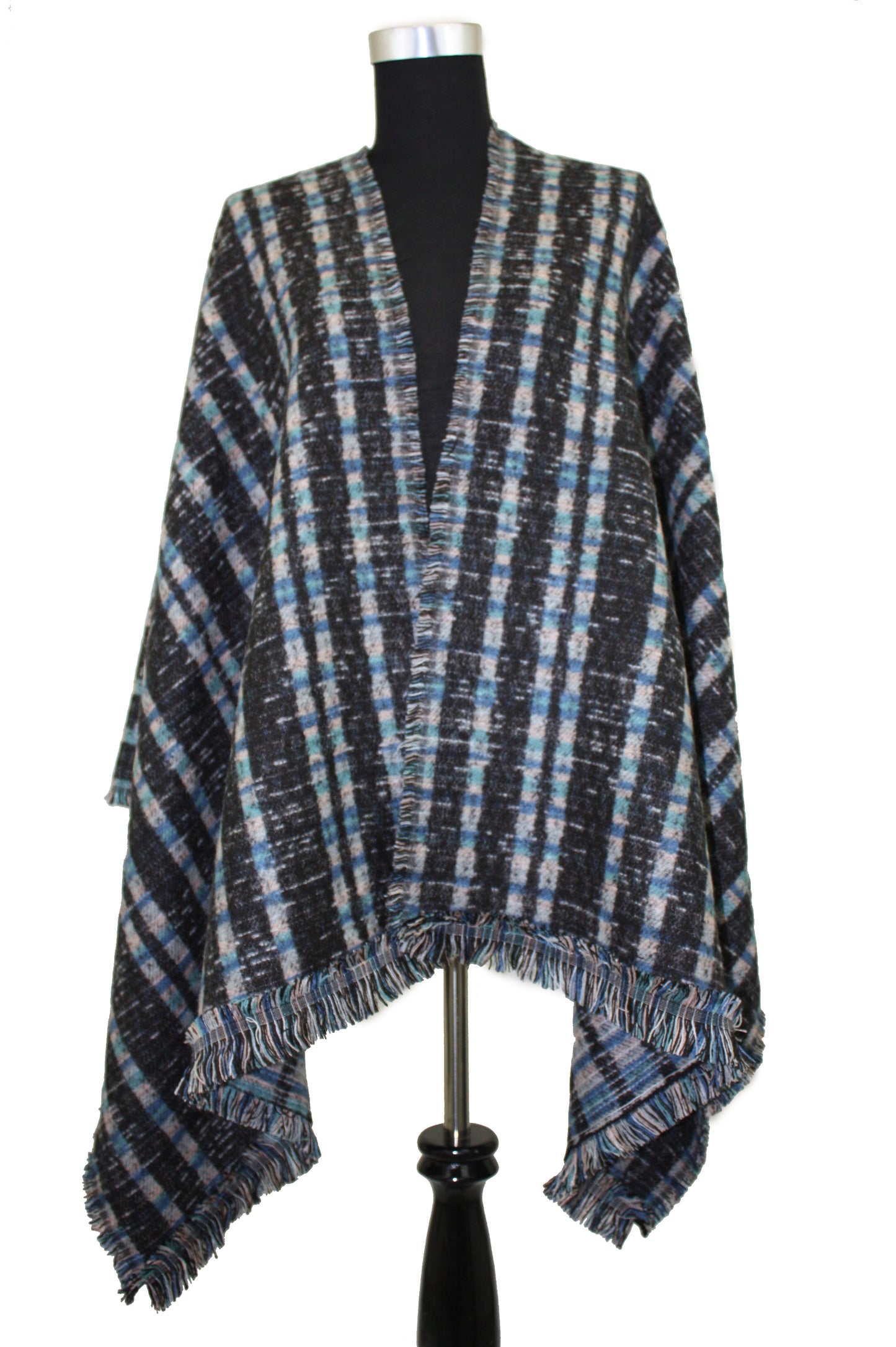 Patterned Blanket Scarf with Fringe