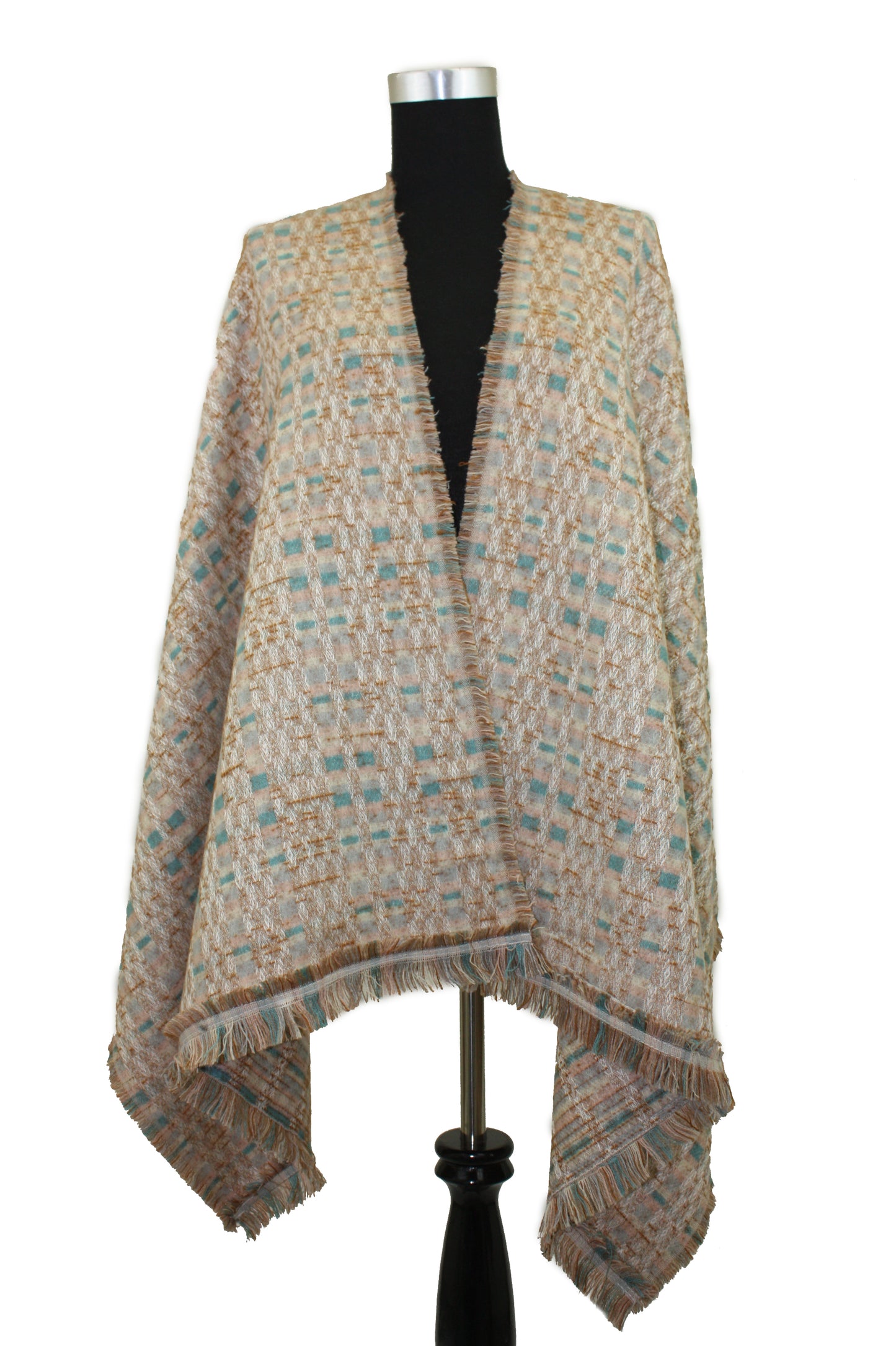 Patterned Blanket Scarf with Fringe