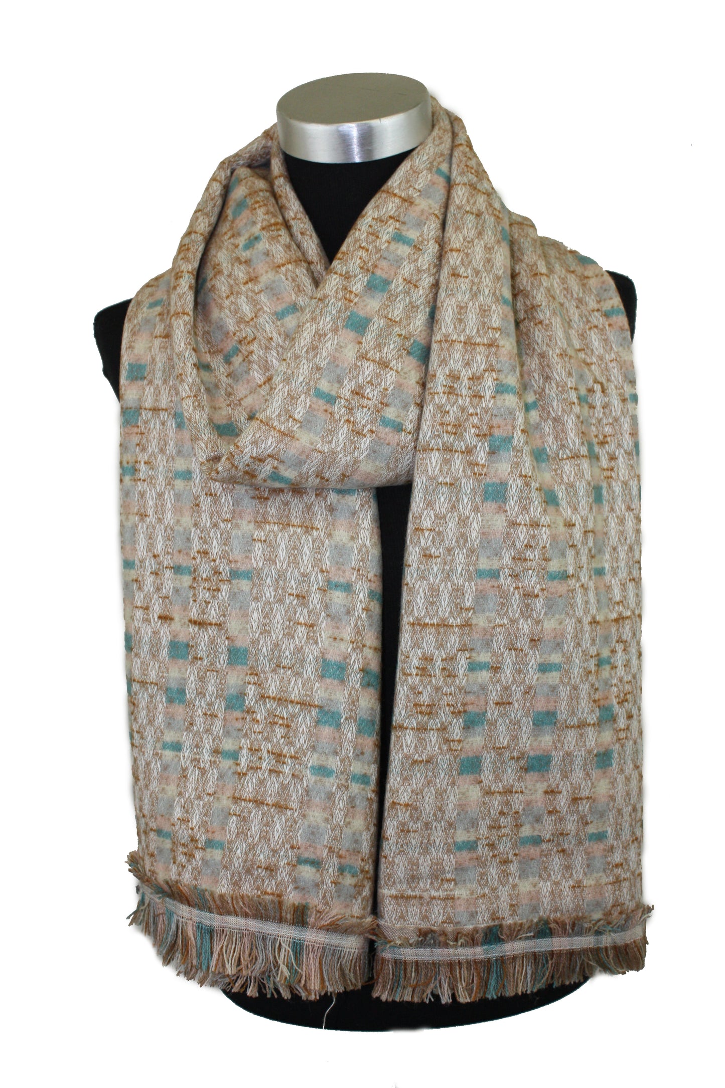 Patterned Blanket Scarf with Fringe