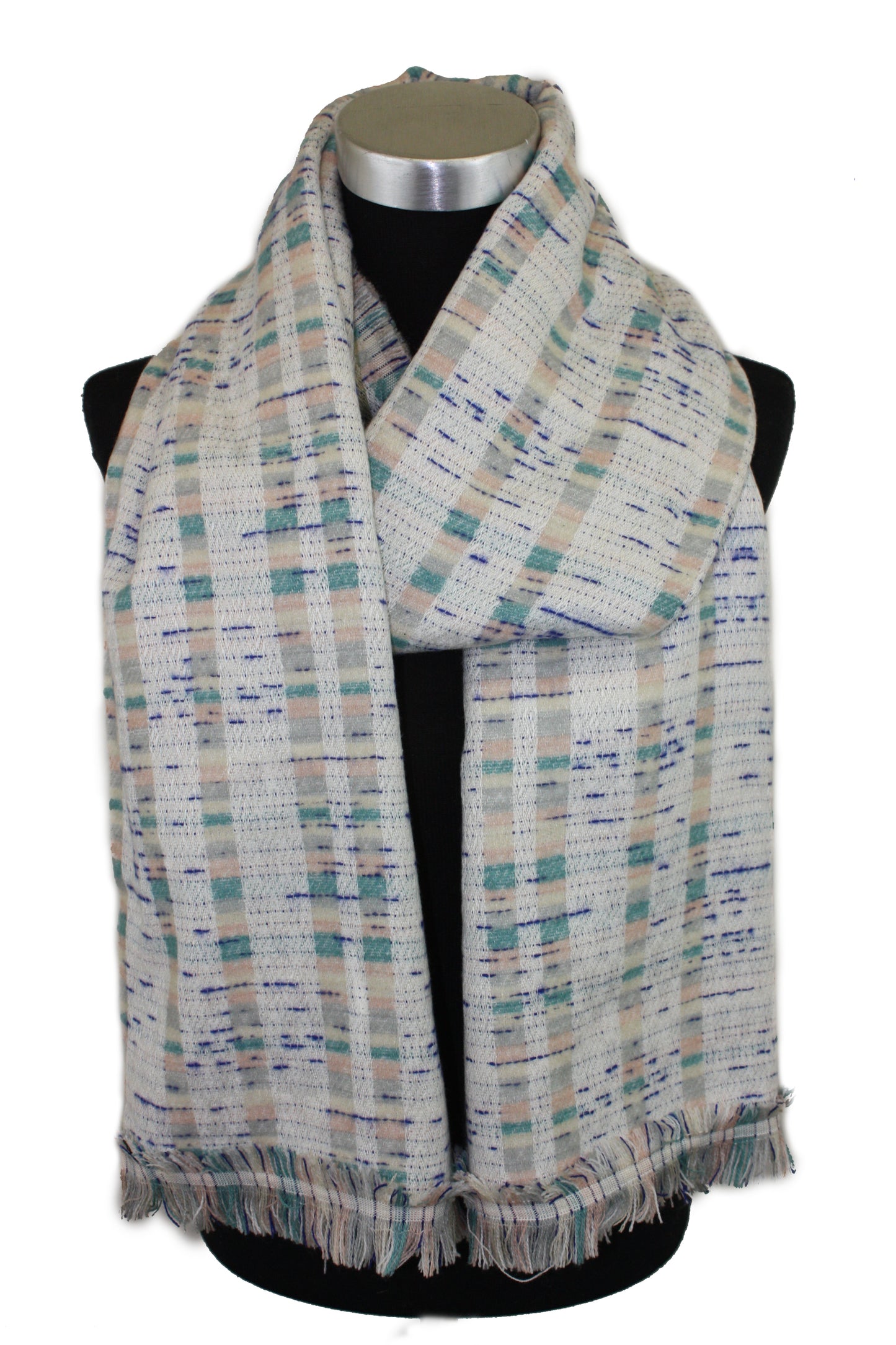 Patterned Blanket Scarf with Fringe