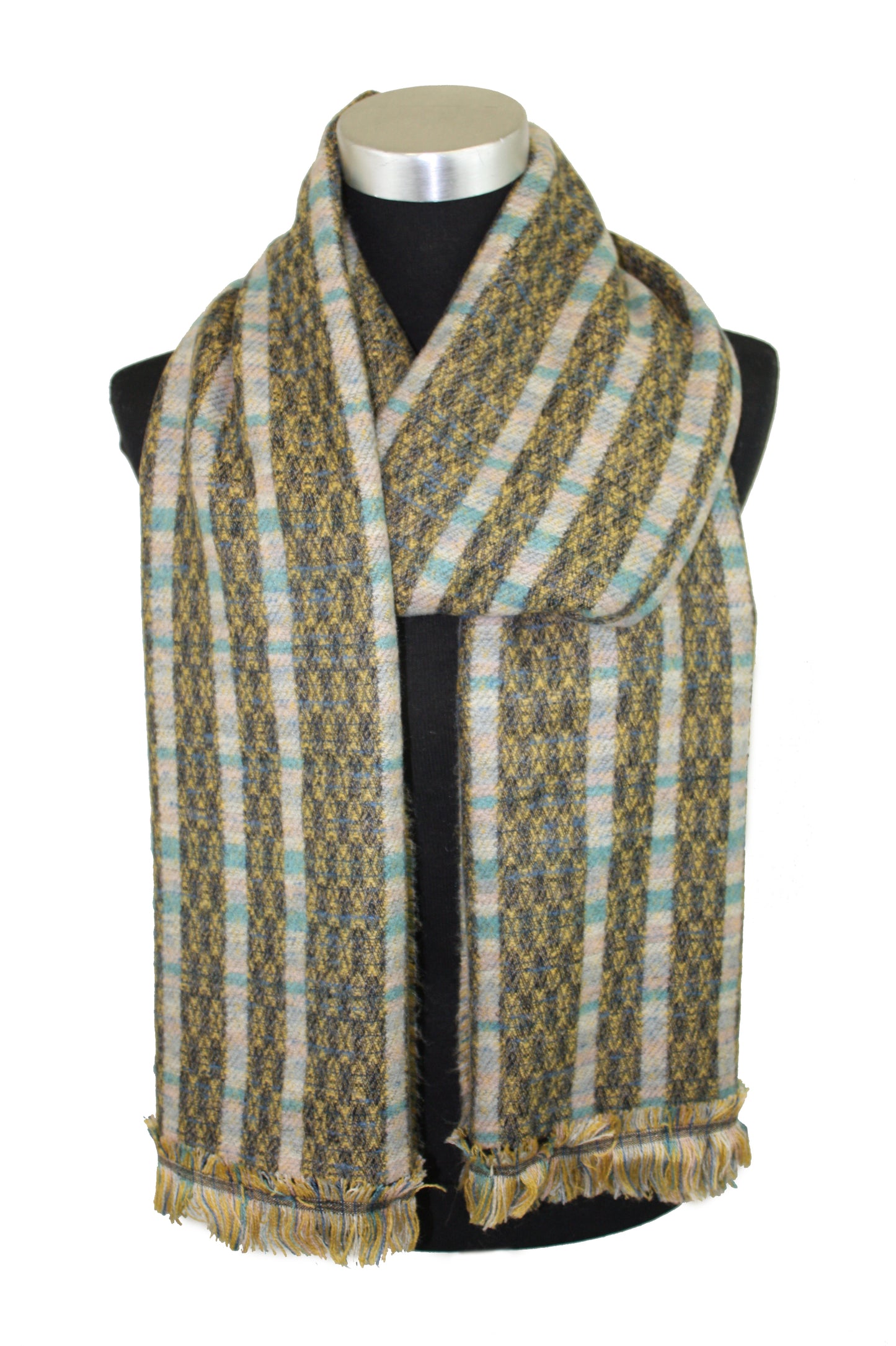 Patterned Blanket Scarf with Fringe