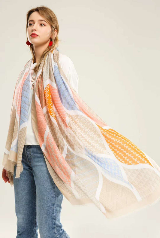 Abstract cotton scarf