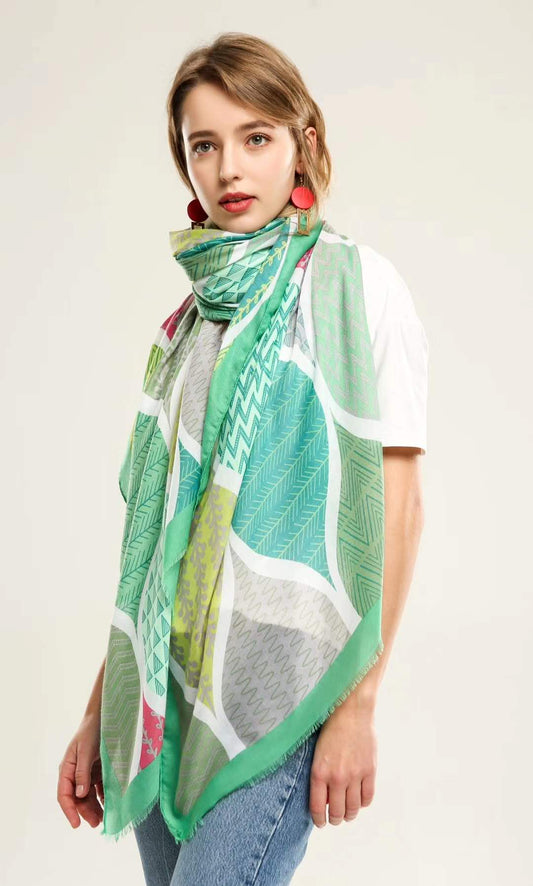 Abstract cotton scarf
