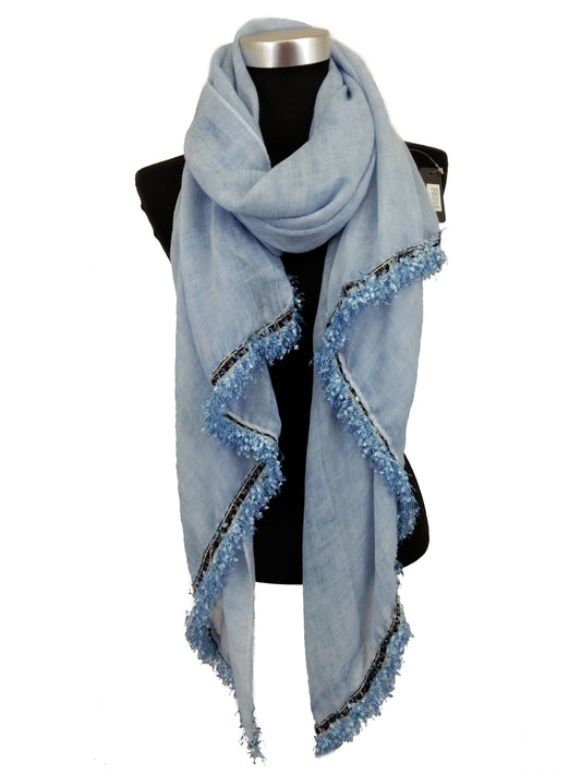 Cotton scarf with fringe