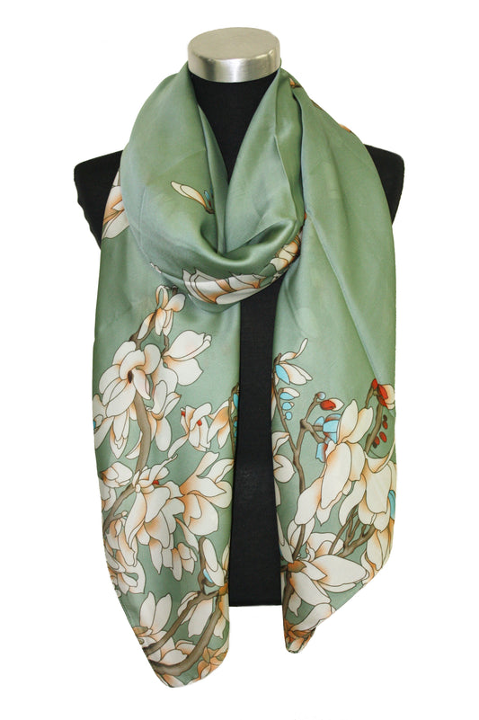 Satin effect printed scarf