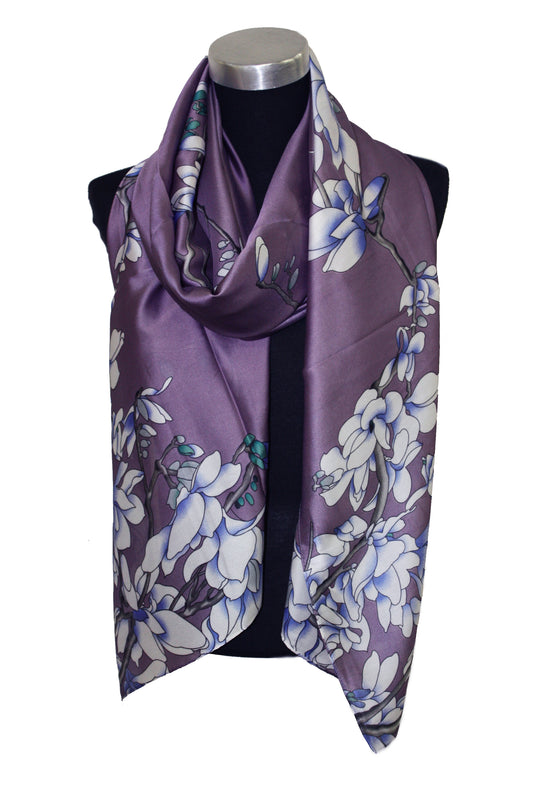 Satin effect printed scarf