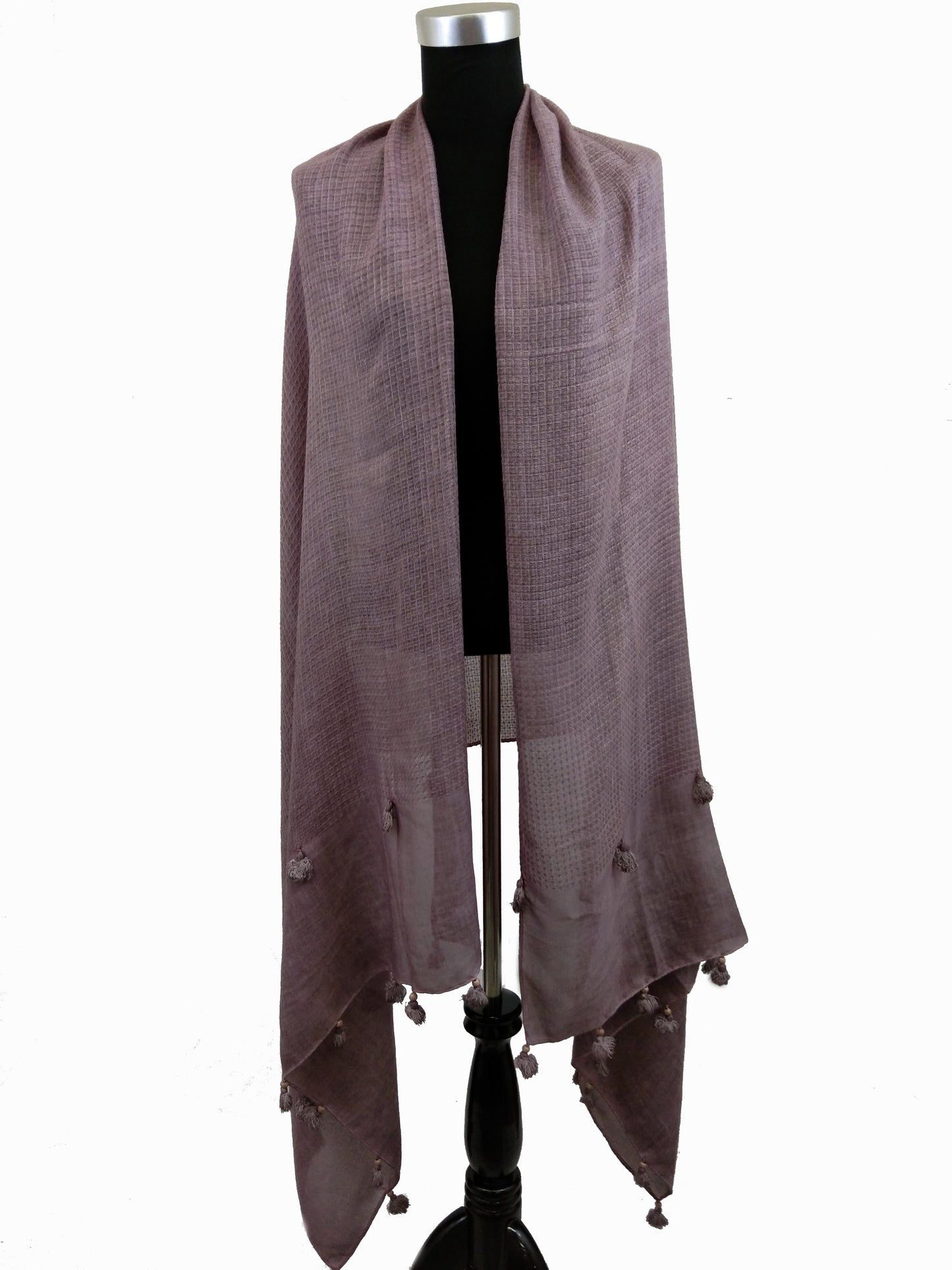 Textured Linen Scarf with Tassels