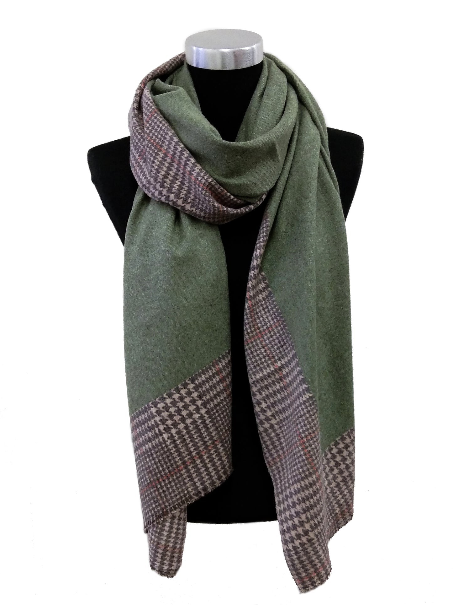 Plaid Border Cashmere Scarf